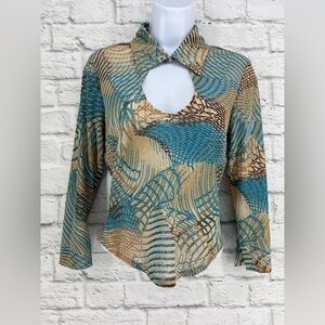 Vintage Bebe Collared Top‎ Geometric Medium Retro Y2K